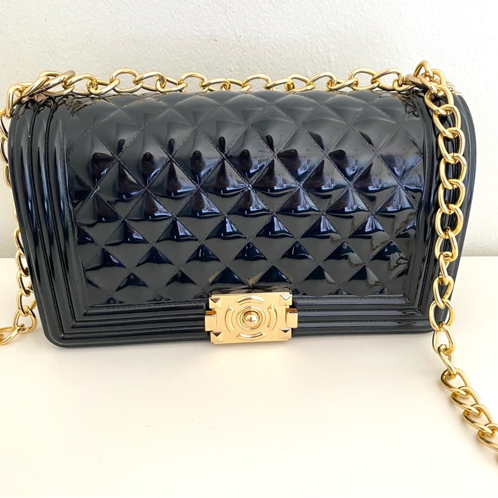 NWOT Jelly Crossbody bag in black with Gold